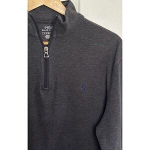 Polo Ralph Lauren Men S Quarter Zip Pullover Sweatshirt Gray Pony Logo Old Money